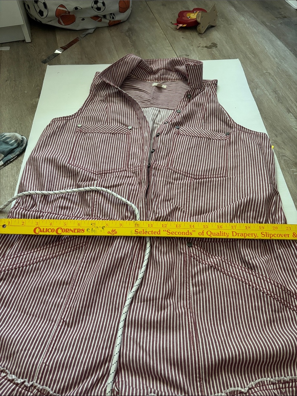 Anthropologie Pilcro Red and White Striped Cotton Romper with Drawstring Waist - Picture 4 of 5